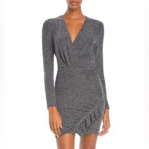 IRO Sz 40 (M) Noize Metallic Silver Ruched Skirt Mini Party Dress